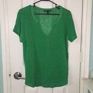 Kelly Green Lightweight V-Neck Blouse